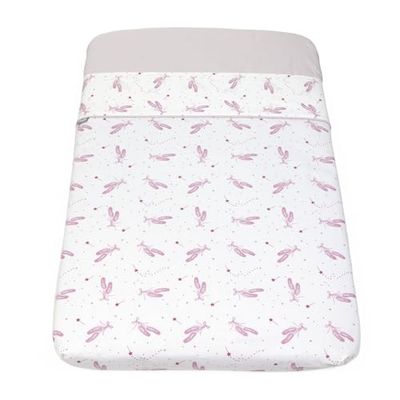 2-delige beddengoedset voor kinderbed, N2M, 100% katoen, compatibel met Chicco Next2Me en matrassen van 50 x 83 cm, bedlaken en hoeslaken, 0 maanden +, roze