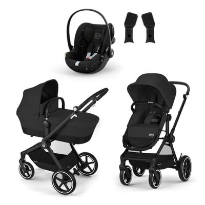 CYBEX Gold EOS Lux Poussette 2 en 1, de la naissance jusqu'à 22 kg (environ 4 ans) inclus EOS Adapter et CYBEX Cloud G i-Size, Moon Black