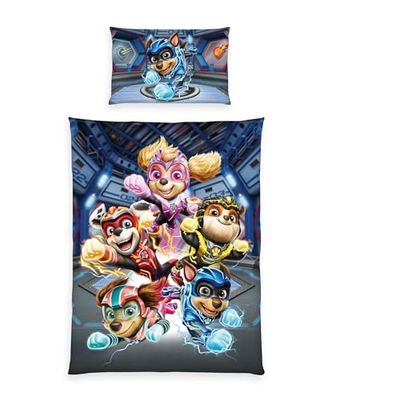 Herding Sängkläder Paw Patrol – Mighty biograf, örngott 65 x 100 cm med dragkedja och vändbart motiv, påslakan 160 x 210 cm, med dragkedja, 100% bomull/Renforcé
