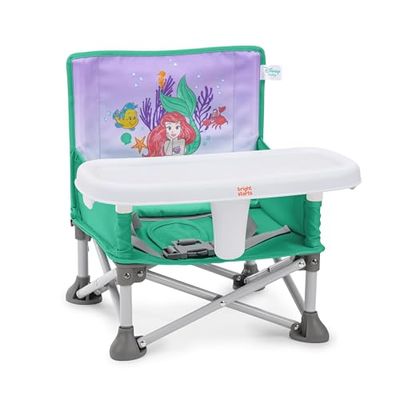 Bright Starts Disney Princess Arielle Pop N Sit Draagbare zitverhoging, voor binnen en buiten, vloerzitje met leren eetstoel, 6 maanden - 3 jaar