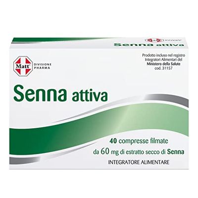 Matt, Senna Attiva, Integratore Alimentare per Favorire il Transito Intestinale, Utile per il Benessere di Stomaco e Intestino, Confezione da 40 Compresse, 5,28 g