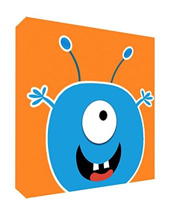 Feel Good Art MINIMONSTERS1010-10ES - Lienzo Decorativo Grueso sólido afrontado, diseño El Monstruo cíclope, Carlos, 25 x 25 x 4 cm, Color Naranja