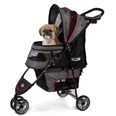 Innopet Avenue kinderwagen met regenhoes, grijs/rood glanzend