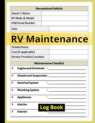 RV Maintenance Log Book: RV Repair and Maintenance Checklist / Recreational Vehicle Routine Maintenance / Service and Repair Tracking for Motor Homes, Camper Vans