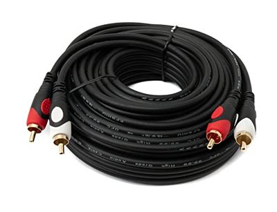 System-S Cinch 2 RCA kabel 10 m stekker naar stekker stereo AV-adapter in zwart