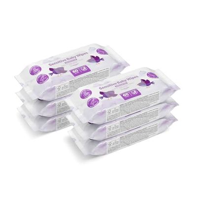 by Amazon Sensitive Baby Wipes 360 Wipes, 6 Pack of 60