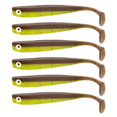 Lot de 6 leurres de pêche Zanderbait - 12 cm - Kiwi - Leurres de pêche artificiels - Leurres de Sandre - Softbait - Poisson en Caoutchouc