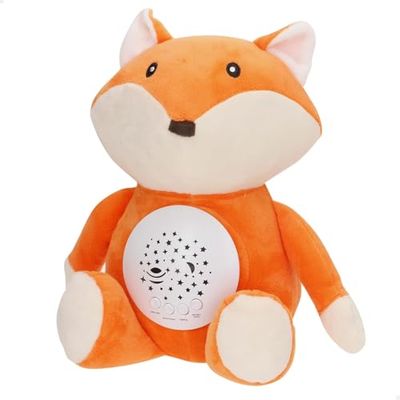 ColorBaby Cool baby stjärnprojektor, räv, 27 cm, nattlampa och timer, plyschleksak med ljud och brus babyvit, nyfödd present, babypresenter (34031)