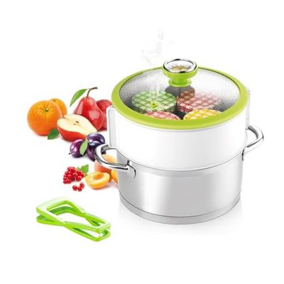 Avilia Sterylizator z termometrem i szklaną pokrywką do słoików 24 cm - Stalowa kratka ochronna - Dołączony adapter do wyższych słoików - łatwy montaż i czyszczenie