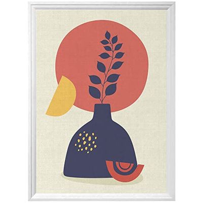 Arterby's® - Premium Poster Quadro Cornice Tela Canvas Dipinto Mood - Illustrazione Vasi Boehemien Boho - Made in Italy - HD Tela con Cornice Decorativa Bianca 30x40 cm A0013 D004