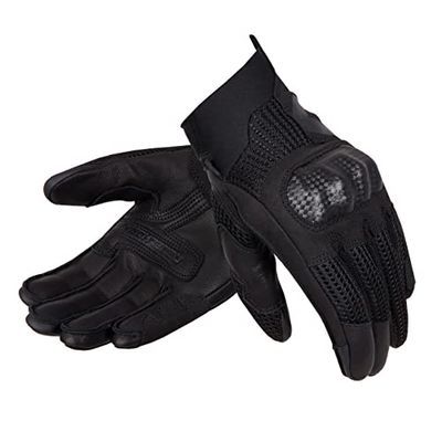 REBELHORN Gap III Leather Motorcycle Gloves for Men Goat Leather Ankle Protectors Ventilation with 3D Polyester Mesh Inserts