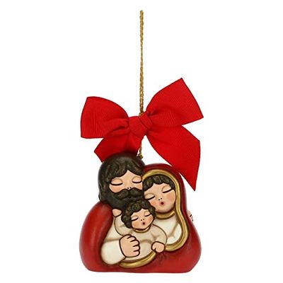 THUN - Juldekorationer, Helig Familj I Handdekorerad Keramik, Maxi Version - Julpresentidé 2022-7x5.5x7cm h