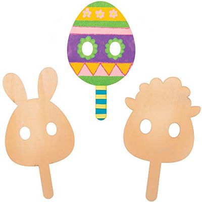 Baker Ross Easter Wooden Masks - Pack of 5, Easter Crafts for Kids (AT456)