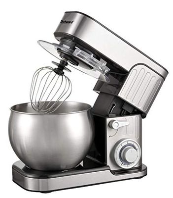 Techwood TRO-1600, Robot Pâtissier, Robot Pâtissier Multifonctions avec Bol en Acier 6 L, 1300 W, Inox