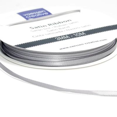 Vaessen Creative Satin Ribon, Fabric, Silver, 3mm