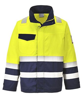 Portwest Hi-Vis Modaflame Jacket, Color: Yellow/Navy, Size: M, MV25YNRM