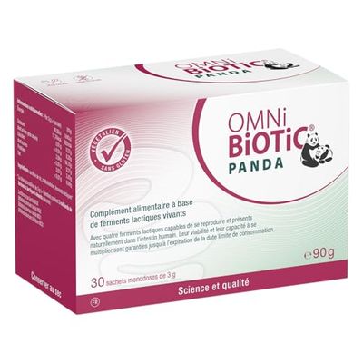 OMNi BiOTiC PANDA | 30 Sachets (90g) | 4 souches bactériennes | 3 milliards d’UFC par dose journalière | En poudre | Végétalien | Pour une utilisation quotidienne | Pour la mère et le nourrisson