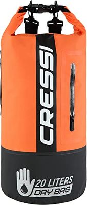 Cressi Dry Bag Premium 20 L bolsa/mochila impermeável bicolor para atividades desportivas, unissexo para adultos, preto/laranja, 20 l