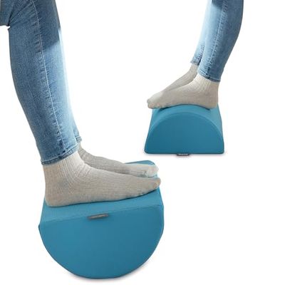 Leitz - Repose-Pieds Ergonomique pour Bureau, Ajustable, Soulage les Douleurs aux Dos et aux Épaules, Fabriqué en Mousse avec Housse en Tissu, Gamme Ergo Cosy, Bleu, 53710061