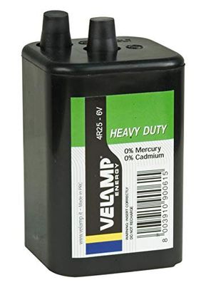 VELAMP 4R25 Batteria Quadra Zinco Carbone, 6V, Nero