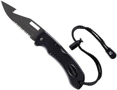 Cressi Chaku Knife Titanium/Black, Coltello Subacqueo con Doppia Inox Seghettata e Liscia Unisex Adulto, Nero/Lama Titanio, Unica