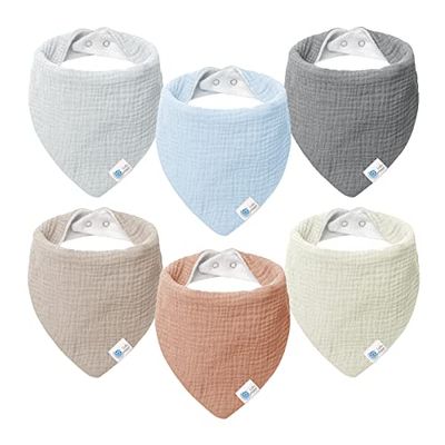 Lulu moon Bib Baby Triangular Scarf Baby Muslin Neckerchief Baby for Boys and Girls (Pack of 6, Star)