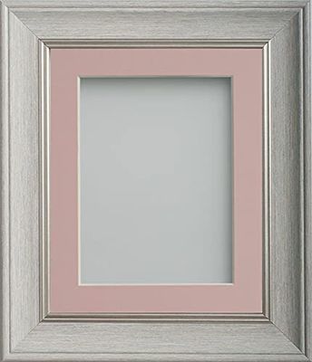 Frame Company Drummond Pale Grey Photo Frame, Pink Mount, 18x14 for 14x11 inch, fitted with perspex