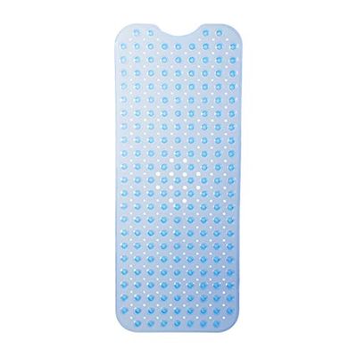 Relaxdays Tapis de Bain, Extra-Large, Massage, Bath Mat avec ventouses, Carpette de Bain Lavable, 97 x 39 cm, Bleu