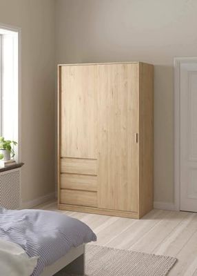 Dmora - Guardaroba 2 ante Clemence, Mobile camera da letto, Cabina armadio portabiti, Armadio appendiabiti, 119x60 h200 cm, Rovere