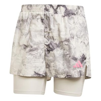 adidas Donna Own The Run Spray Dye 2in1 Short, Orbit Grey/Black, S