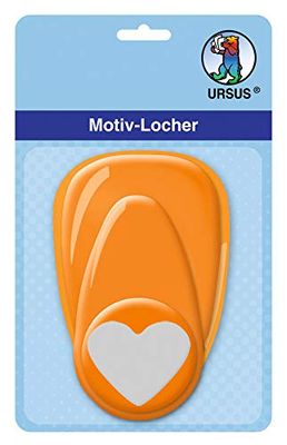 Ursus Motif Hole Punch with Lever, Medium, Heart, Approx. 25.4 mm, Orange, Keine