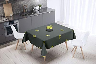 Bonamaison, Anti-moisissure, Séchage Rapide, Résistant aux Taches, Lavable en Machine, 100% Polyester Nappe de Table, Jaune Fluo, fumée, 140 x 140 Cm - Conçu et Fabriqué en Turquie