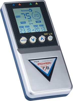 TESMED Max 7.8 Digital TENS-massage EMS Duo elektrostimuleringsanordning med 4 kanaler, för muskelbyggande inkl. 8 elektroder