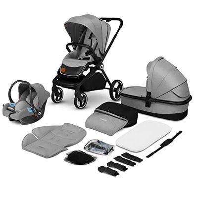LIONELO Mika 3in1 – Combi Kinderwagen | Complete Set: Reiswieg, Buggy, Autostoel ADAC gecertificeerd | Volledige Vering | Snel Inklapbaar | Veel extras | Universele adapters, Vanaf Geboorte tot 4 Jaar