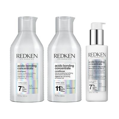 REDKEN - Routine Réparatrice - Shampoing + Après-Shampoing + Sérum - Renforce & Protège La Couleur - Sans Sulfates - Acide Citrique - Cheveux Abîmés - Acidic Bonding Concentrate