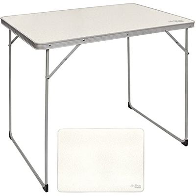 Aktive 52867- Tavolo pieghevole da campeggio, tavolo da spiaggia, tavolo portatile bianco, acciaio, resistente, 80x60x70 cm