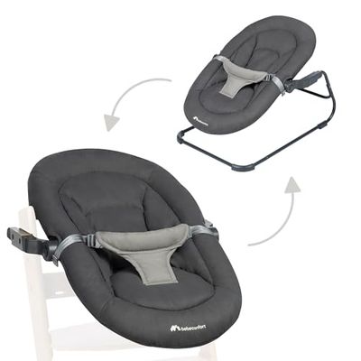 Bebeconfort Timba Baby, 2-in-1-babywipstoel, Vanaf de geboorte - 6 maanden, 0-9 kg, Babyset voor Timba-meegroeikinderstoel, 2 ligstanden, Ultra gevoerde zitting, Driepuntsgordel, Tinted Graphite