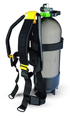 Best Divers Ab0417s Rugleuning voor Duikfles, met riemen, gespen, nylon, gevoerde schouderbanden, uniseks, volwassenen, zwart, eenheidsmaat