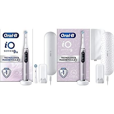 Oral-B iO9N Cepillo de Dientes Eléctrico con Mango Recargable, Tecnología Magnética iO - Rosa & iO9 Cepillo de Dientes Eléctrico con Mango Recargable, Cargador - Cuarzo Rosa, Edición Especial