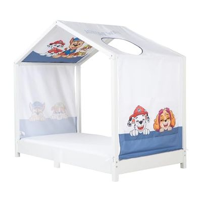 roba hoes voor Montessori huisbedden 70 x 140 cm - Passende accessoires voor ombouw tot hemelbed - Incl. 3 opbergtassen & dakraam - Lichtgrijs