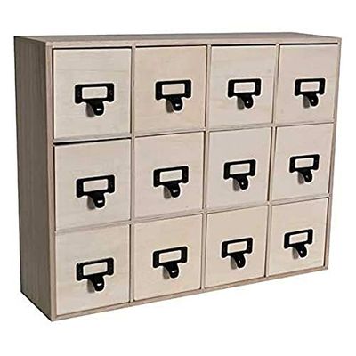 Artemio Unfinished Wooden Drawer Cabinet with Metal Handles 41.5 cm 32.5 cm x 11 cm, Wood