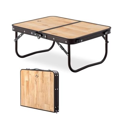 Naturehike Campingtafel, inklapbaar, klaptafel, in hoogte verstelbaar, mdf, tafel met draagtas, voor outdoor, camping, tuin, reizen, multifunctionele tafel, 53 x 40 x 23 cm, klein hout