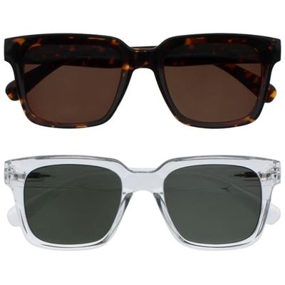 OPULIZEra Gafas de Lectura, Marrón/Transparente (Paquete de 2), Talla única (Pack de 2) Unisex Adulto