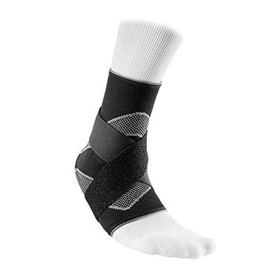 McDavid 5122R Tornozeleira elástica com proteção de gel e correias, unissexo para adulto, preto, S