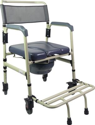 Identités, Fauteuil de toilettes Sardaigne, Assise Confortable, Pliable À Plat, Repose-Pied Anti-Basculement, Roues Multidirectionnelles À Freins, Poids Max Supporté 130 kg, Modèle Mobile