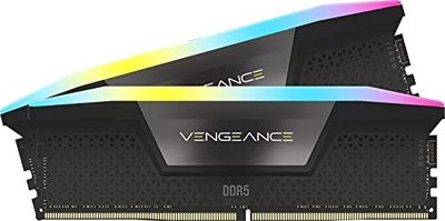 CORSAIR VENGEANCE RGB DDR5 RAM 64Go (4x16Go) 5600MHz CL36 Intel XMP Compatible iCUE Mémoire d'Ordinateur - Noir (CMH64GX5M4B5600C36)
