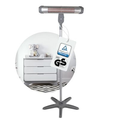 Verwarmingsstraler met modulaire voet en stabiele muurbeugel, 800 watt