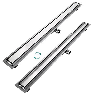 EMKE FD2110BN Canaleta de Ducha, Acero Inoxidable Cepillado, 110cm