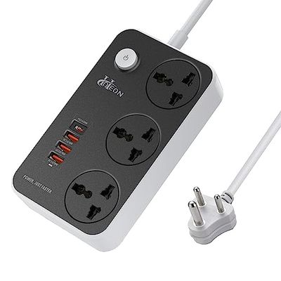 LDNIO Power Strip with 3 AC sockets, 4X USB, SC3412, 2500W (Gray)