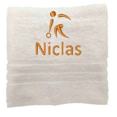 Asciugamano personalizzato con nome Nome sportivo splendidamente ricamato Asciugamano da bagno Asciugamano in cotone 100% personalizzato con nome (140 x 70 cm, Bowling)